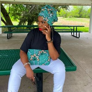 Ankara Head wrap and Clutch Matching Set